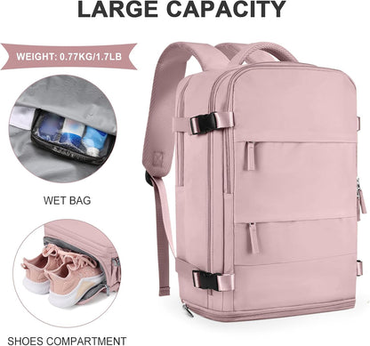 coowoz Travel Backpack For Women Men,Carry On Backpack,Hiking Backpack Waterproof Outdoor Sports Rucksack Casual Daypack travel essentials（Pink Purple）