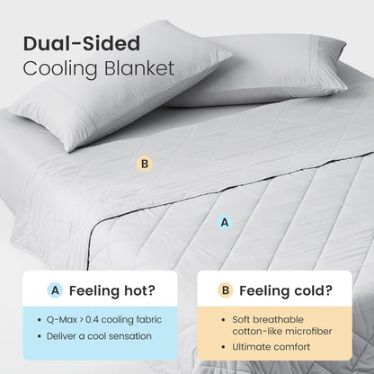 Cozy Bliss Cooling Blanket for Hot Sleepers, Q-Max 0.4 Cooling Comfort for Girls Boys, Cold Blankets for Night Sweats Sleeping, Ultra-Cool Lightweight Breathable Summer Blanket for Travel