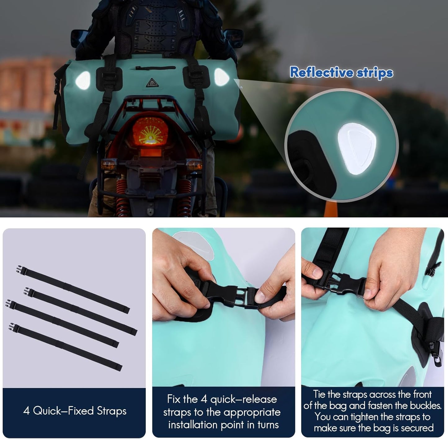 Haimont Waterproof Duffel Bag Roll-top Dry Duffel Bag with Quick-fixed Straps for Motorcycling, Rafting, Boating, SUP, Kayaking, Travel, 50L/70L