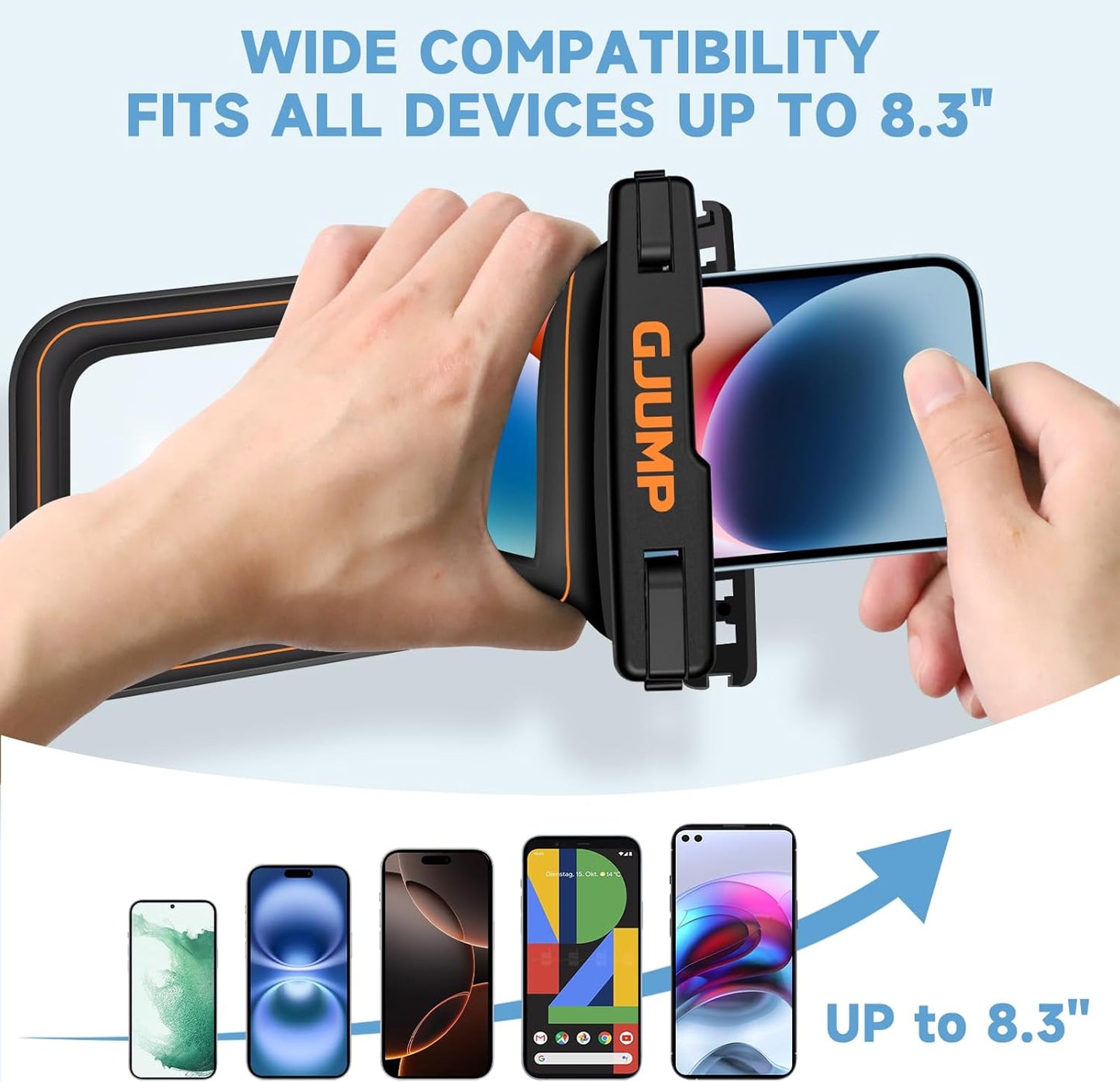 2 Pack Floating Waterproof Phone Pouch, Up to 8.3" IP68 Cellphone Dry Bag Compatible for iPhone 16 15 14 13 Pro Max Samsung Galaxy, Essential for Beach Cruise Ship (Orange*2)