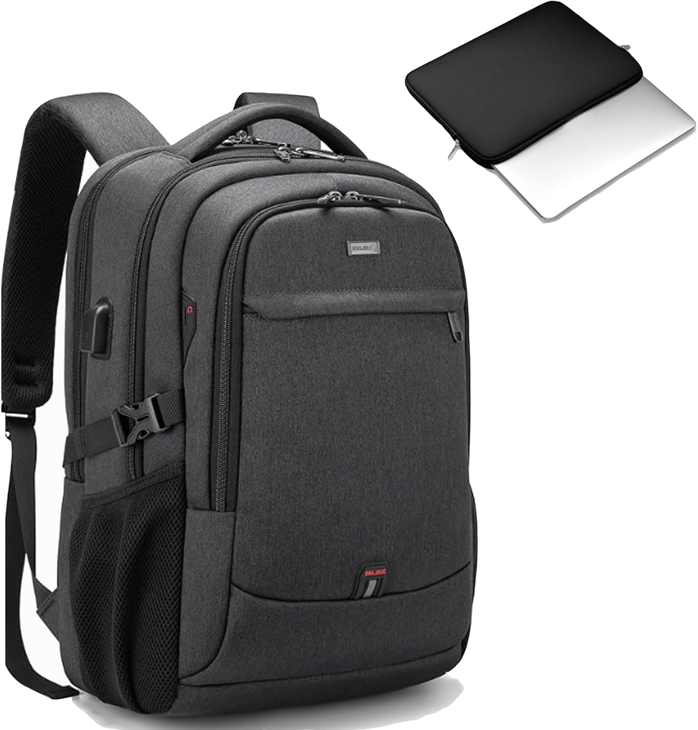 DUSLANG 17 Inch Laptop Backpack for Travel Water Resistant College Bookbag for Men/Women Laptop Bag with USB Charging Port and Tablet Sleeve Bag Compatible Protective Case, Black