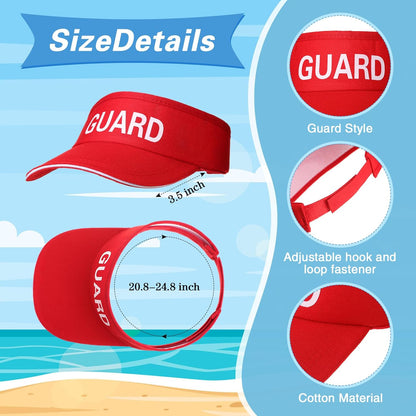 Halloween Guard Visor Hat Emergency Whistles with Lanyard Red Guard Hat Sun Visor Caps for Men and Women Costume
