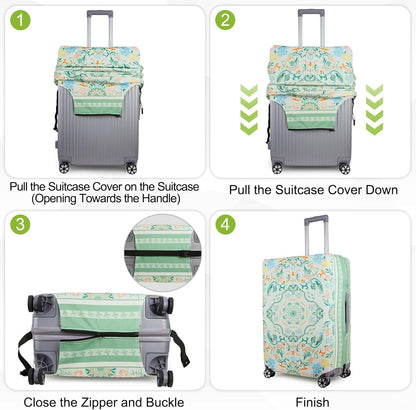 Pink Dino Suitcase Luggage Cover, Thick Suitcase Cover for Carry on Luggage Protector Fits 18-30 Inch Case