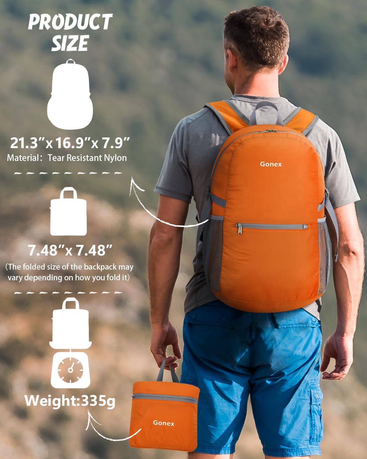 Gonex 30L Ultra Lightweight Packable Backpack, Handy Foldable Daypack for Camping Outdoor Travel Cycling Backpacking