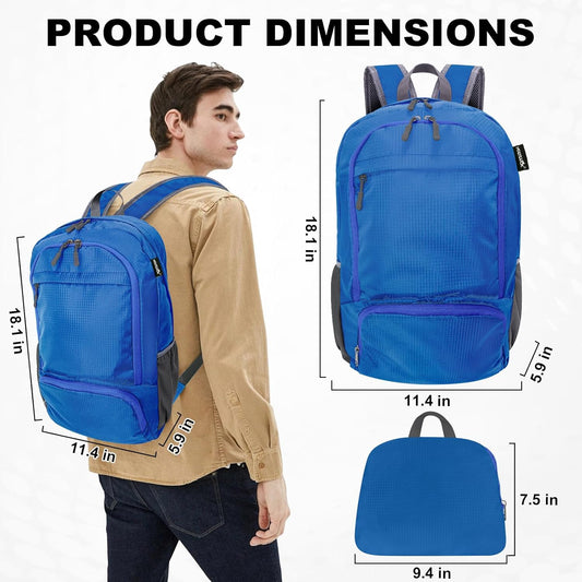 HOLYLUCK 20L lightweight packable Hiking Daypack Foldable Backpack for Men Women Small Travel Outdoor Foldable Shoulder Bag-blue
