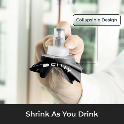 FITLY Soft Flask - Shrink As You Drink Soft Water Bottle for Hydration Pack - Folding Water Bottle Ideal for Running, Hiking, Cycling, Climbing & Rigorous Activity