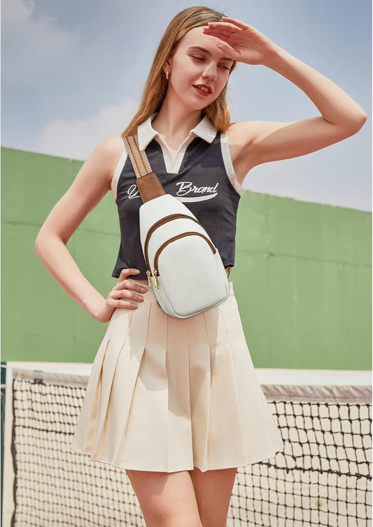 Telena Small Sling Bag for Women Leather Crossbody Fanny Packs Chest Bag for Women