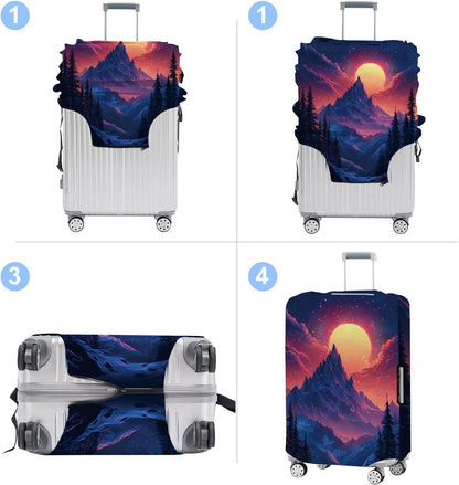 Luggage Cover Washable Suitcase Protector Anti-scratch Suitcase cover Fits 20-34 Inch Luggage (Snow mountain, XL(32-34inch suitcase))