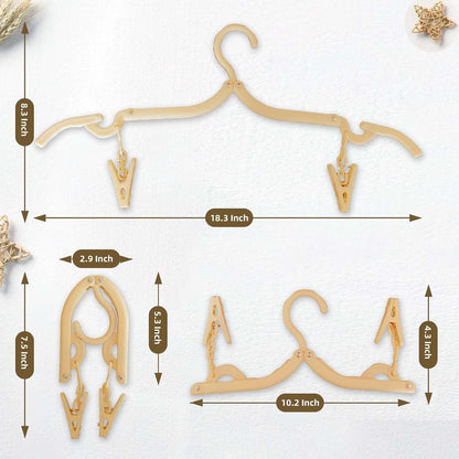 12-Piece Foldable Travel Hangers with Clips - Collapsible Coat Hanger for Pants, Socks, Underwear & Drying Rack