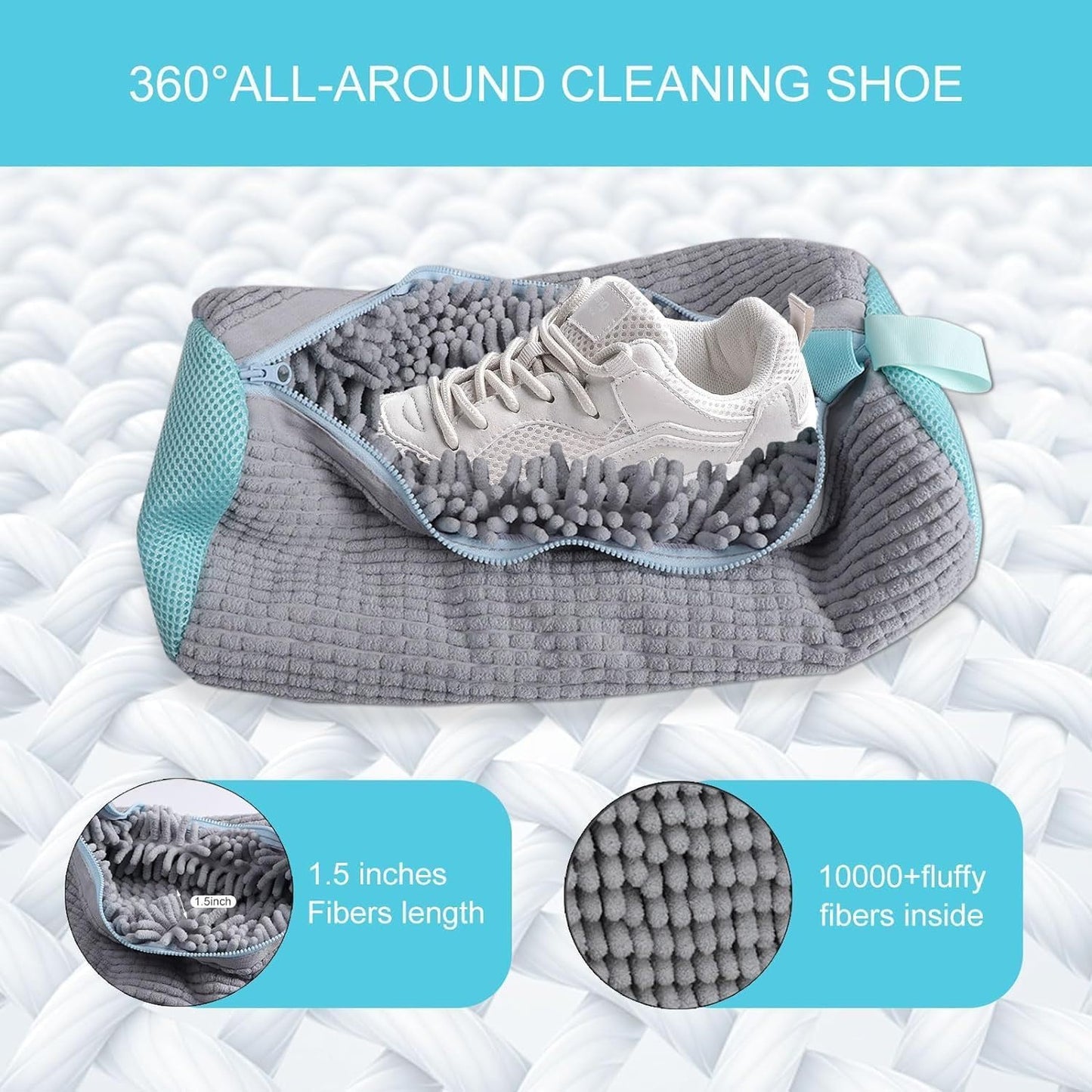 Shoes Laundry Bag Keep Shoes Clean, 2 Pcs Set - Shoe Wash Bag for Washing Machine, 360° Wrap Shoe Washing Bag for Sneakers, Boots & Delicate Footwear, Reusable Shoe Cleaning Bag (Grey)