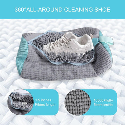 Shoes Laundry Bag Keep Shoes Clean, 2 Pcs Set - Shoe Wash Bag for Washing Machine, 360° Wrap Shoe Washing Bag for Sneakers, Boots & Delicate Footwear, Reusable Shoe Cleaning Bag (Grey)