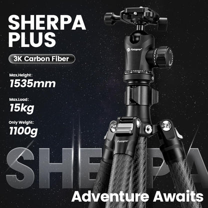 Fotopro Carbon Fiber Tripod 64 Inch 360 Degree Ball Head Quick Release Plate Camera Tripod Compatible with Canon Nikon Sony DSLR Camcorder, Black