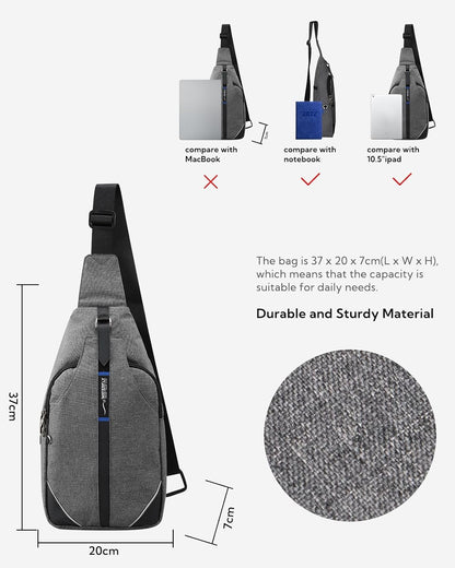 WATERFLY Small Crossbody Sling Backpack Anti Theft Backpack for Traveling Chest Shoulder Bag