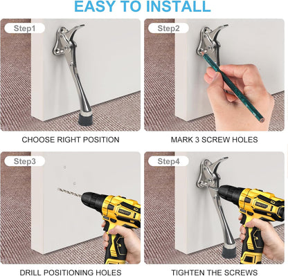 6 Inch Kick Down Door Stoppers for Bottom of Door, Heavy Duty Kickdown Door Stop, One Touch Kick Down Door Stoppers 1 Pack Satin Nickel