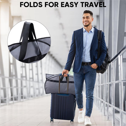 BALEINE 2PK Heavy Duty Garment Bag with Shoe Storage Travel Bag for Dresses, Suit, Coats Travel Essential (60", Grey)
