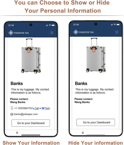 Smart Luggage Tags for Suitcases - Waterproof QR Code Bag Tags with Instant Location Alert, Self-Modifiable Info, Durable & Personalized Backpack Travel ID Tags, Hide Personal Details