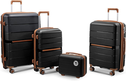 4-Piece Hardshell Luggage Set with TSA Locks, Expandable Suitcases and Silent Spinner Wheels - Vibrant Colors for Easy Identification (14/20/24/28 Inch) - Family Travel Suitcase Sets