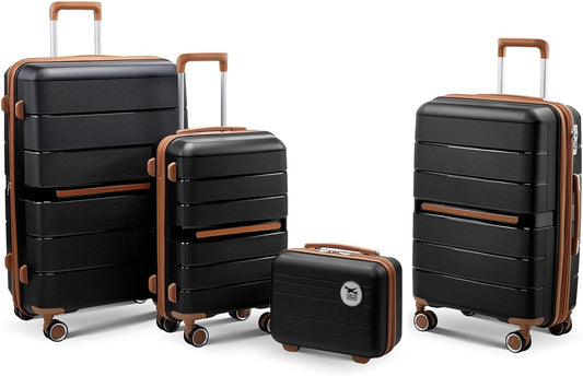 4-Piece Hardshell Luggage Set with TSA Locks, Expandable Suitcases and Silent Spinner Wheels - Vibrant Colors for Easy Identification (14/20/24/28 Inch) - Family Travel Suitcase Sets