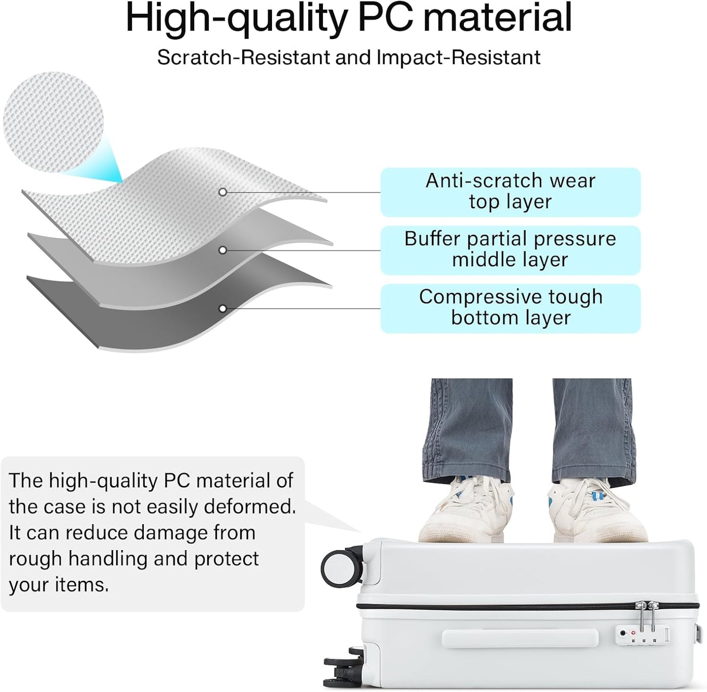 Hanke 28 Inch Luggage with Spinner Wheels Lightweight PC Hard Shell Suitcases, Large Checked Luggage with TSA Lock, Hardside Checked-Large 28" Rolling Suitcases for Travel(Smoke White)