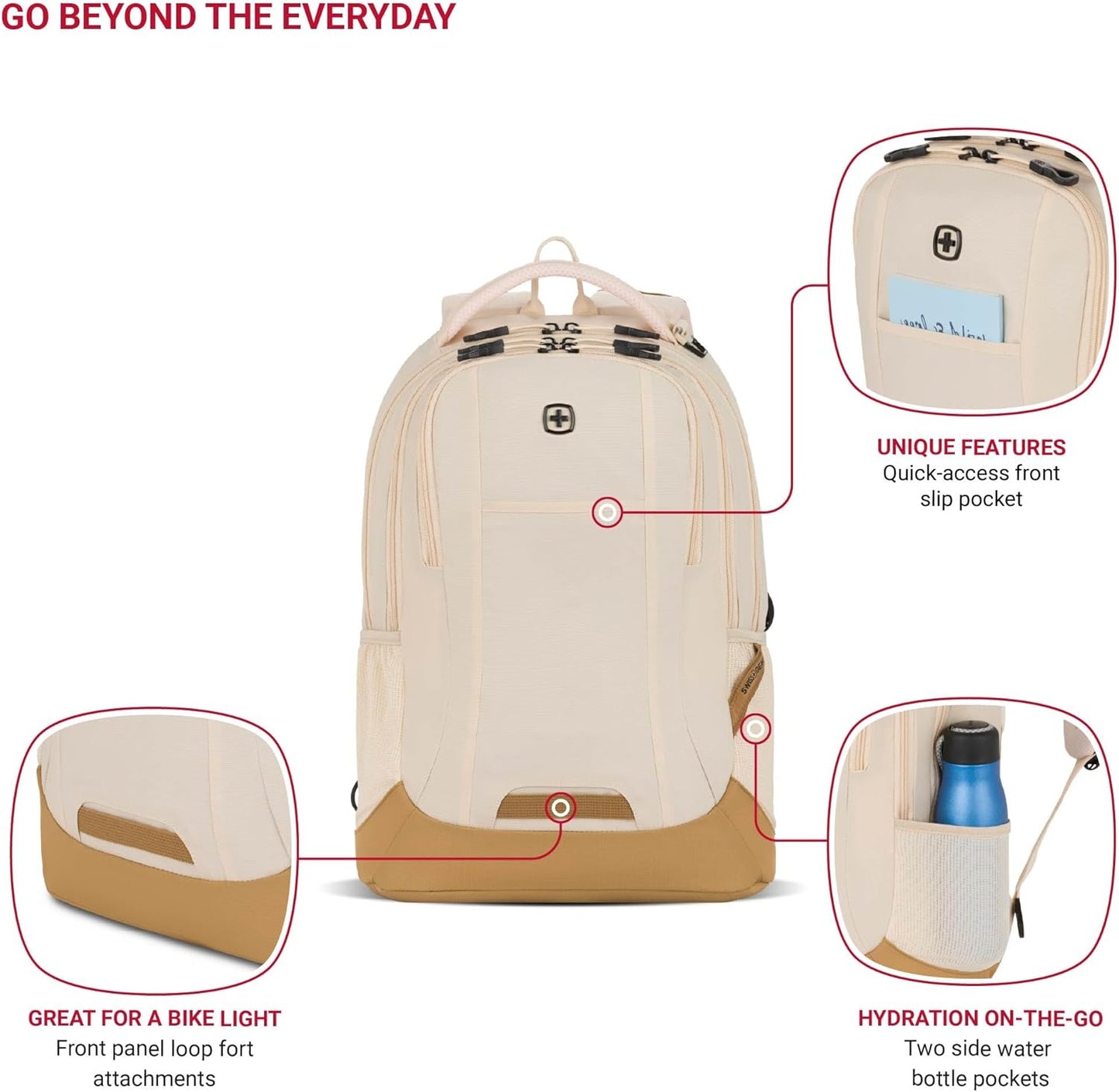 SwissGear Cecil 5505 Laptop Backpack, Cream/Warm Sand, 18-Inch