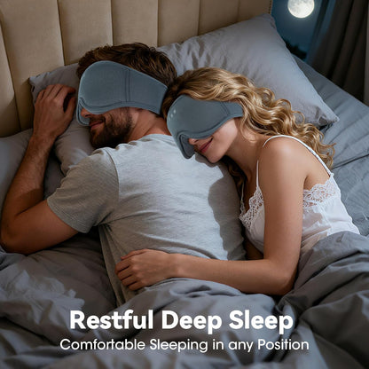 3D Bamboo Cotton Sleep Mask with Bluetooth 5.4 Headphone, Music Wireless Bluetooth Blackout Eye Mask for Side Sleepers, Earphones HD Speaker Microphone for Travel, Gifts for Women Men, Grey