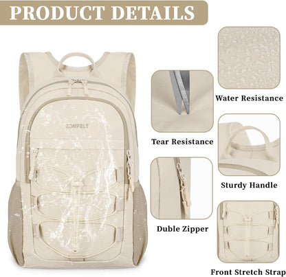 ZOMFELT Hiking Backpack for Women Men, 15L Lightweight Packable Backpack for Trip, Water Resistant Small Travel Backpacks, Foldable daypack for Hiking, Walking, Cycling, Camping, Beige