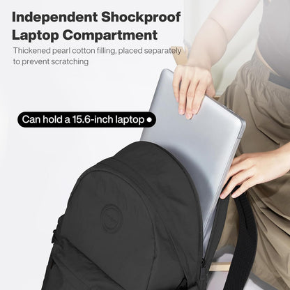 mixi Outdoor Lightweight Backpack Casual Carry On Laptop Backpack Travel Bookbag for Women Men, Water Resistant Durable Hiking Bag for Camping Weekender Sports College Work, 17 Inch, Black