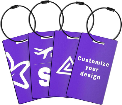 4PCS Personalized Luggage Tags for Travel Durable Aluminium Luggage Tags for Suitcases Custom Bag Tags for Backpacks Heavy Duty Personalized Name Tags for Birthday Gifts(Small,Purple)