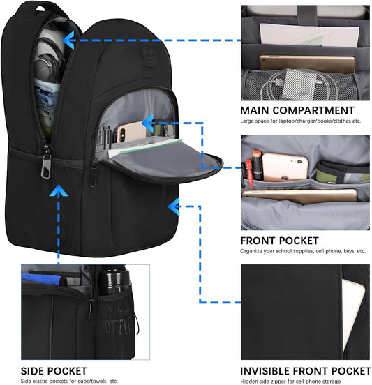 LARIPOP Travel Laptop Backpack,15.6 Inch Business Laptop backpack for Men Women with USB Charging Port,Water-Resistant Laptopack Weekender Daypack for Work College Computer