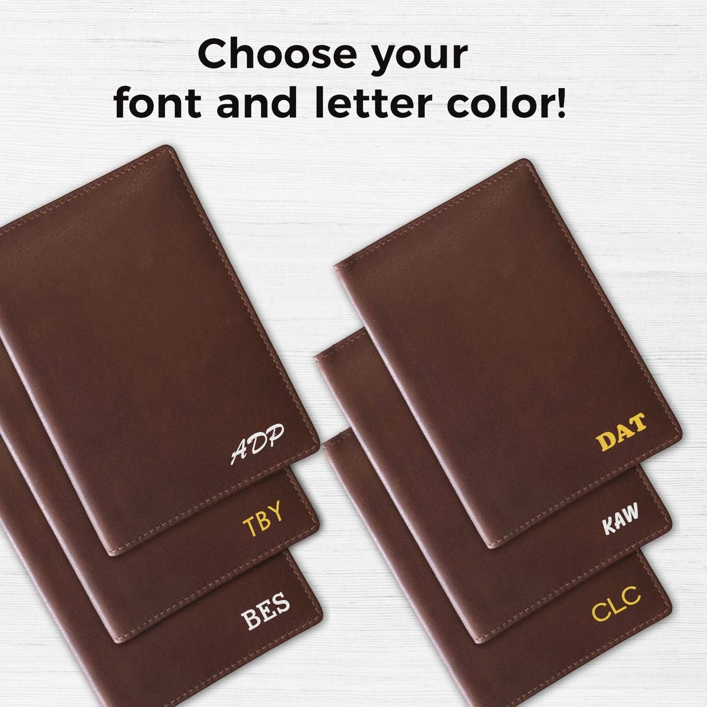 Personalized Monogrammed Toffee Leather RFID Passport Wallet