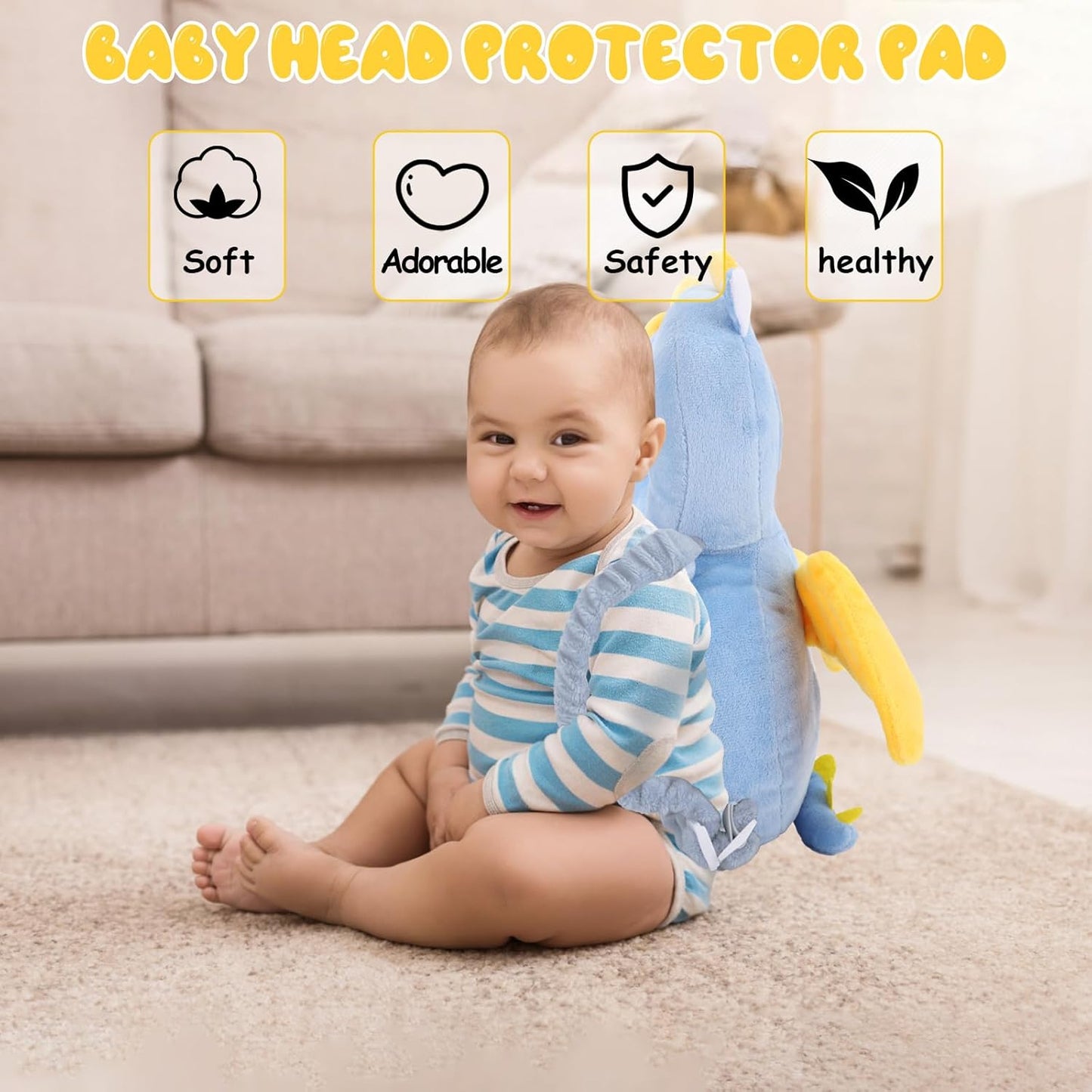 Baby Head Protection Backpack - Soft & Comfortable, Cute Cartoon Design, Flying Dragon