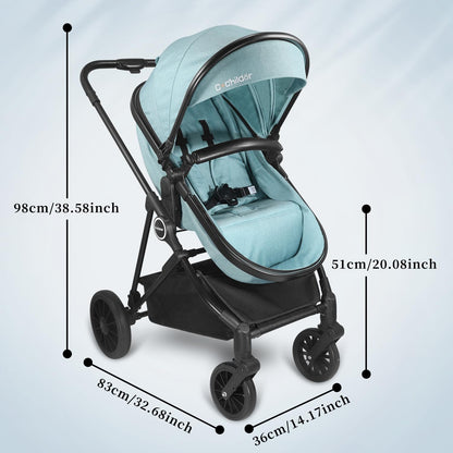 Lite 2.0 Baby Stroller with Newborn Mode, 2-in-1 Foldable Infant Stroller with Reversible Seat and UPF 50+ Canopy