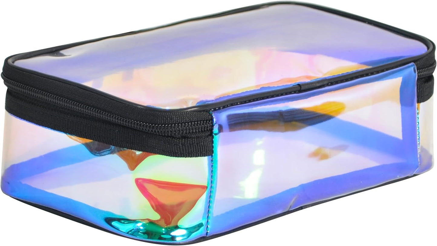 Iridescent TPU Travel Cosmetic Makeup Bag Holographic Clear Makeup Kit Organizer Pouch Waterproof Toiletry Organizer Case