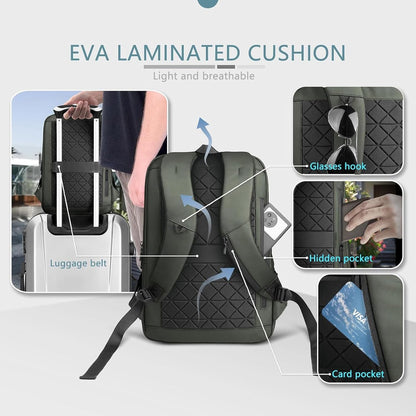 hk Laptop Backpack for Men with USB Charging Port for Business Work College Travel (Green, 17.3 inch)