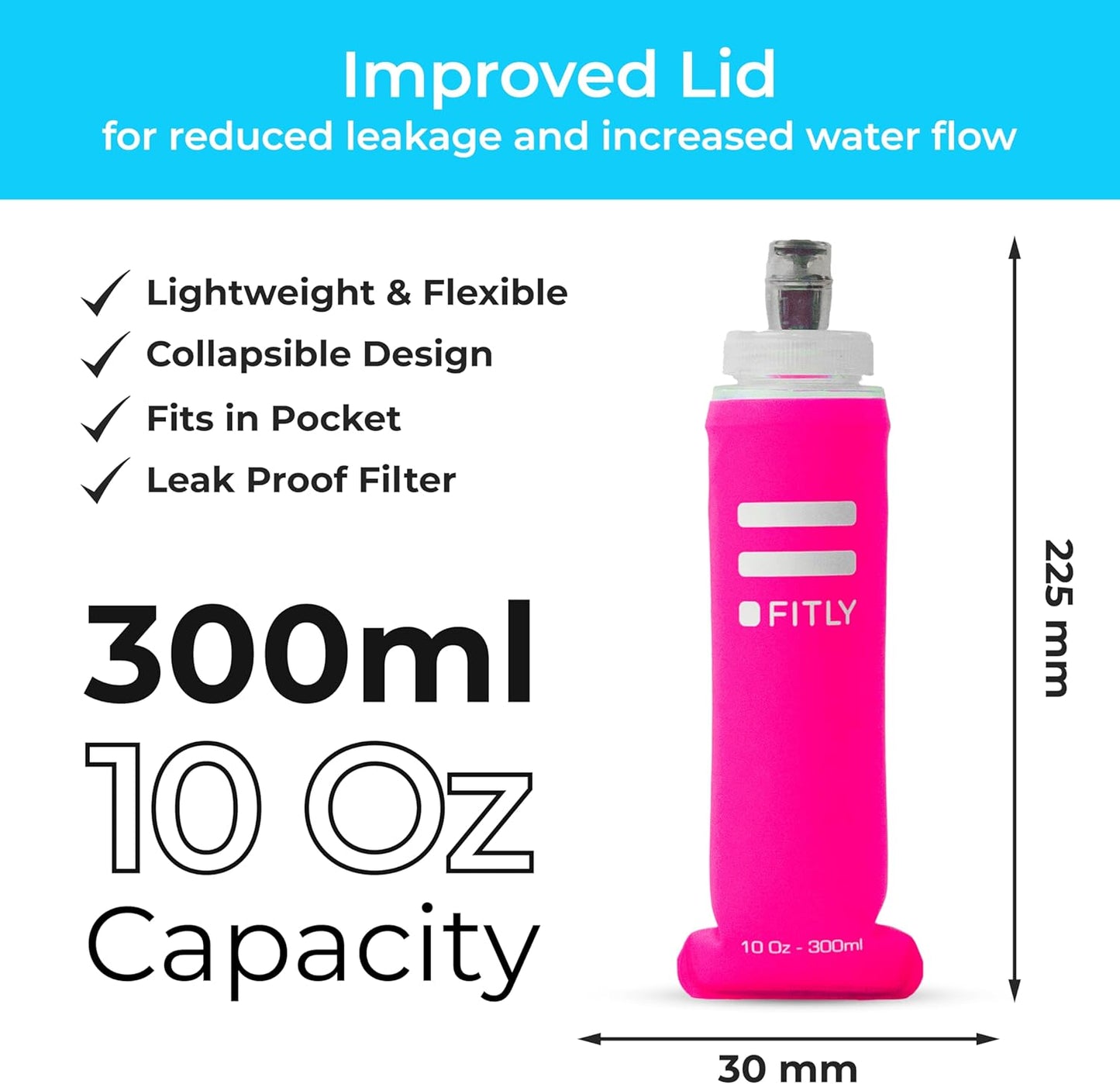 Soft Flask - Shrink As You Drink Soft Water Bottle for Hydration Pack - Folding Water Bottle Ideal for Running, Hiking, Cycling, Climbing & Rigorous Activity
