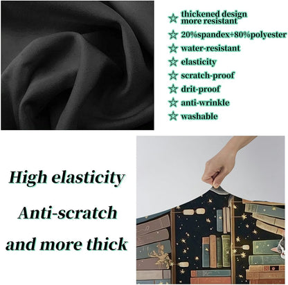 Luggage Cover Suitcase Protector Plus 1 Luggage Tag, Cat Library Travel Suitcase Cover for 26-28 inch Luggage (L) with Concealed Zipper Washable Elastic Cloth Dustproof Anti-Scratch