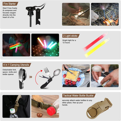 238Pcs Emergency Survival Kit and First Aid Kit, Professional Survival Gear Tool with Tactical Molle Pouch and Emergency Tent for Earthquake, Outdoor Adventure, Camping, Hiking, Hunting