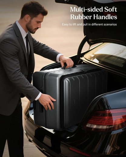 Checked Luggage, 28 Inch Luggage with Spinner Wheels, Large Suitcase with Lightweight PC Hard Shell, Aluminum Frame, Top Opening, YKK Zipper, TSA Lock (Black, 1PC)