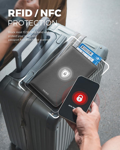 VULKIT Passport Holder Wallet RFID Blocking Travel Wallet for Men & Women