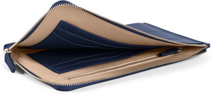 Leatherology Navy Blue Slim Zip Travel Wallet - Compact and lightweight, Versatile storage, Zip closure