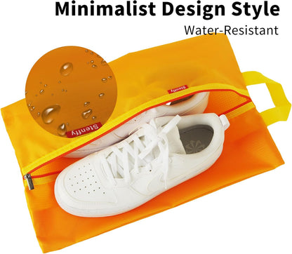 6pcs Portable Shoe Organizer, Travel Pouches with Zipper, Golf Shoe Bags, Clothes Bags, Soccer Cleats Bag Shoe Pouch for Gym, Waterproof, Odor-Resistant (Orange)