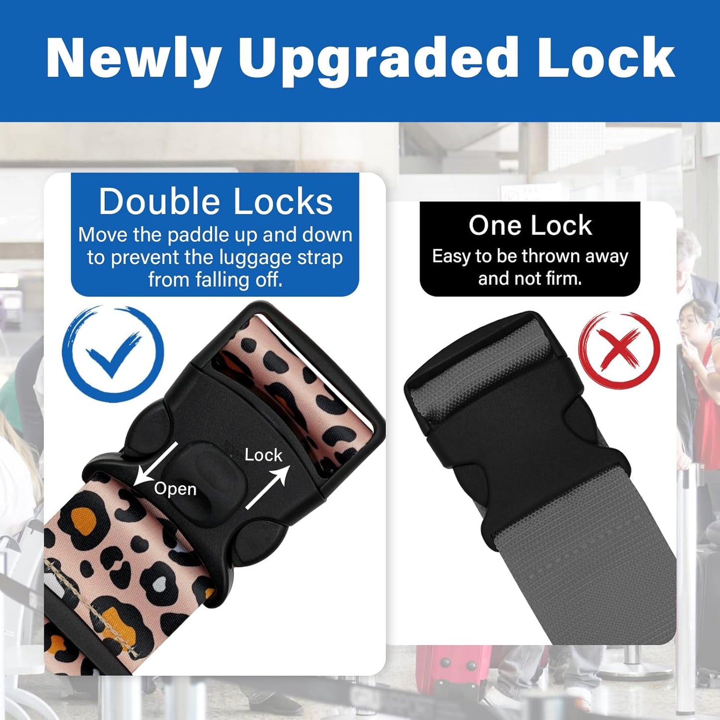 2 Pack Luggage Straps for Suitcases, Adjustable Travel Belt with Double Lock and Quick Release Buckle, Heavy Duty Nylon Bag Packing Strap, Bright Identifiers Business Travel Accessories-Beige Eggs