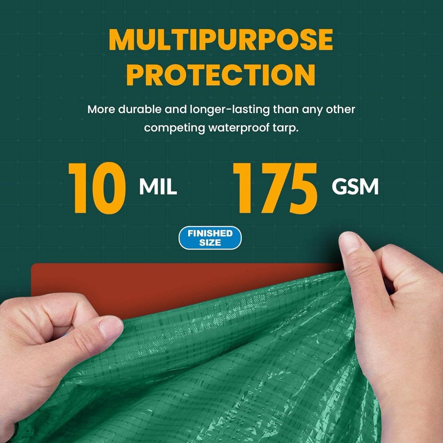 Large Waterproof Tarp - Heavy Duty 10 Mil Thick Poly Tarpaulin Ideal for Canopy Tents, Boats, RV or Pool Covers - Multipurpose Protective Tarps with Grommets for Indoor and Outdoor Use | 10' x 12'