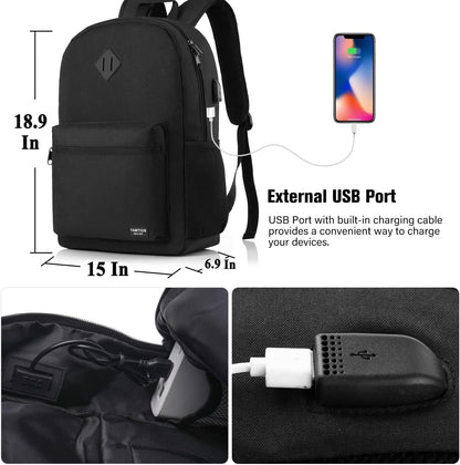 17 Inch Backpack for School Business Travel,Computer Bookbag Schoolbag for Work Office High School College Teen Men Boy Girl Women