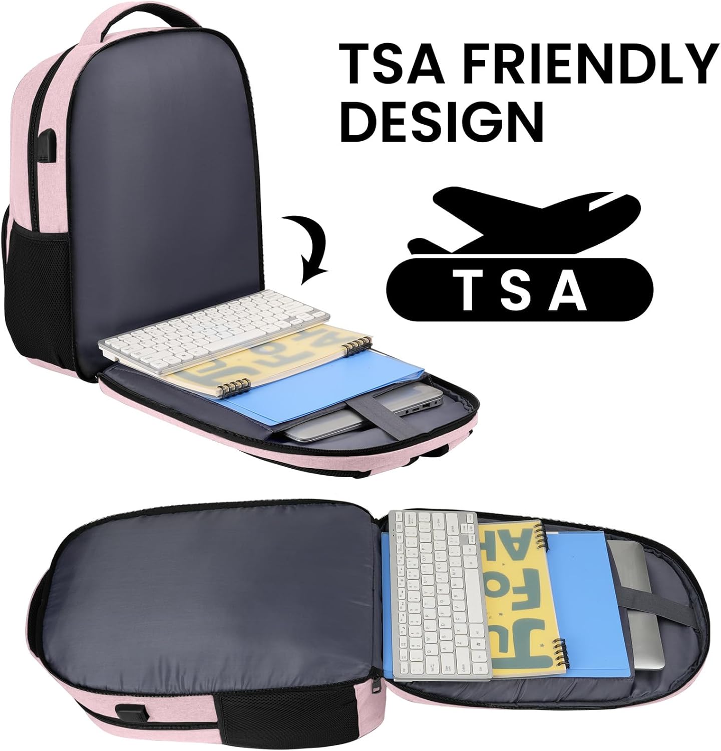 Backpack for Girls Women, School Backpack for Teen Boys, Lightweight Casual High School Bookbag, Daily-use Travel Laptop Backpack with USB Charging Port Fits 15.6 Inch Notebook