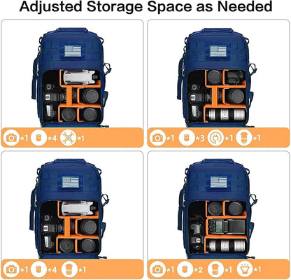 MOSISO Camera Backpack, DSLR/SLR/Mirrorless Tactical Camera Bag Case with Laptop Compartment Compatible with Canon/Nikon/Sony, Royal Blue
