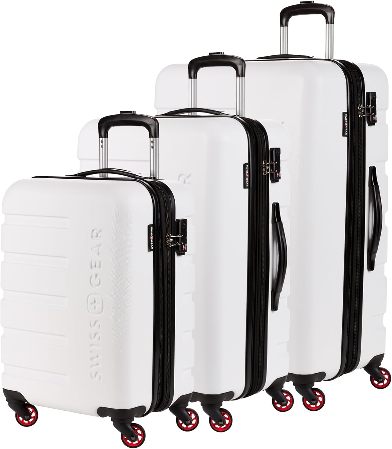 SwissGear 7366 Hardside Expandable Luggage with Spinner Wheels, White, 3-Piece Set (19/23/27)