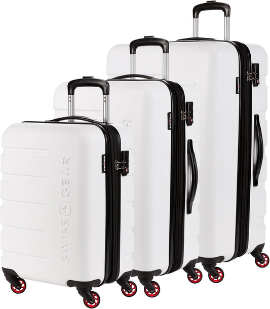 SwissGear 7366 Hardside Expandable Luggage with Spinner Wheels, White, 3-Piece Set (19/23/27)