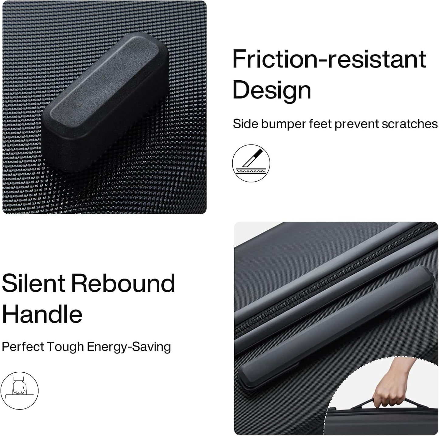 Hanke 20 Inch Hard Shell Suitcases with Spinner Wheels, Lightweight Carry On Luggage 22x14x9 Airline Approved Built-in TSA Lock, Durable Suitcase Rolling Luggage Carry-On Bag(Jet Black)