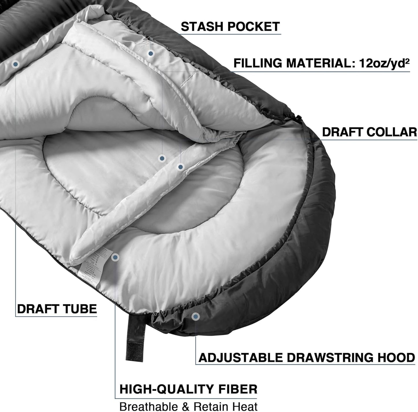 Atarashi Camping Sleeping Bag- 4 Seasons for Adults, Light, Warm, Extra-Large with Compression Sack- Great for Hiking, Backpacking & Outdoor Adventures